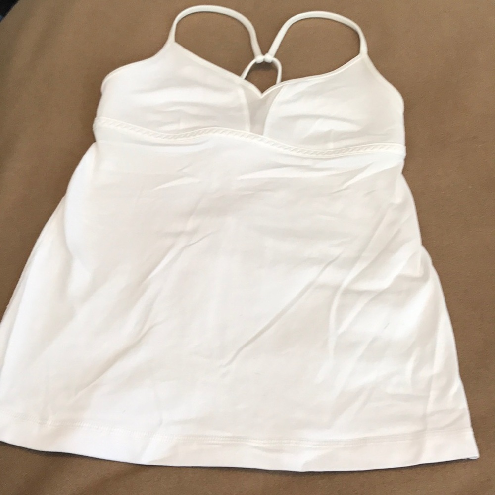 Lululemon workout top with bra inside, white